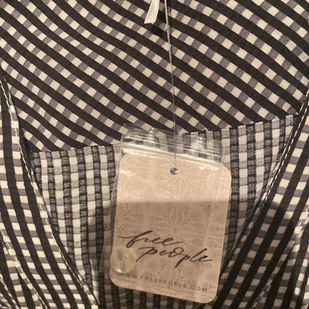 Free People Pippa Asymmetrical Gingham Mini Dress Size Medium - Picture 5 of 9